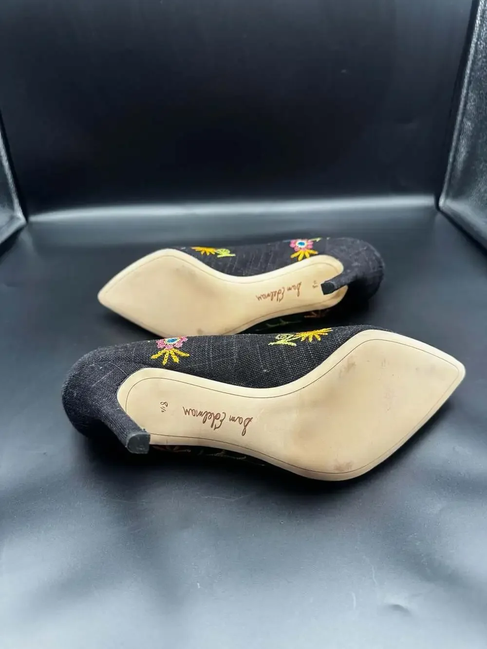 Sam Edelman Hazel Pointed Toe Embroidered Floral Heels Size 8.5 - Picture 5 of 5